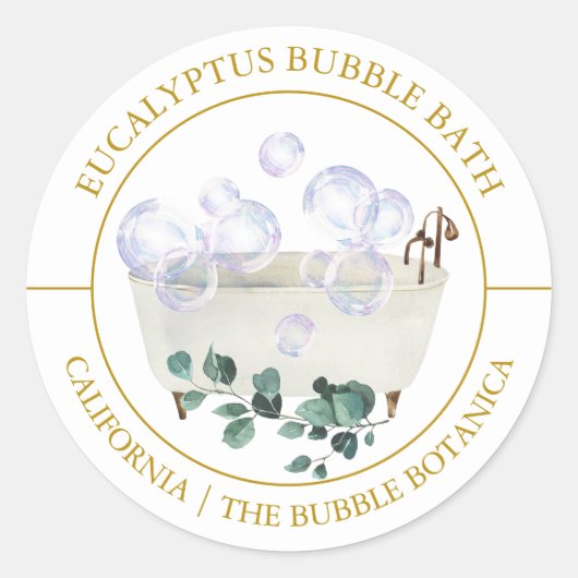 Eukalyptus-Bubble-Bath-Etikett Runder Aufkleber (Vorderseite)