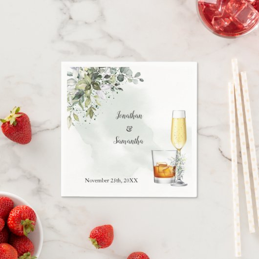 Eukalyptus-Bubbles & Bourbon-Hochzeit Serviette (Beispiel)