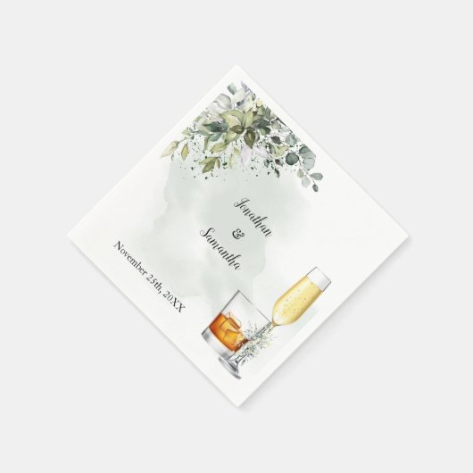 Eukalyptus-Bubbles & Bourbon-Hochzeit Serviette (Ecke)