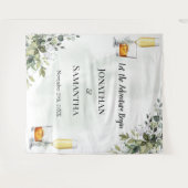 Eukalyptus-Bubbles & Bourbon-Polterabend-Tapete Wandteppich (Vorderseite (Horizontal))