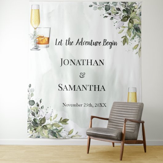 Eukalyptus-Bubbles & Bourbon-Polterabend-Tapete Wandteppich (Beispiel)