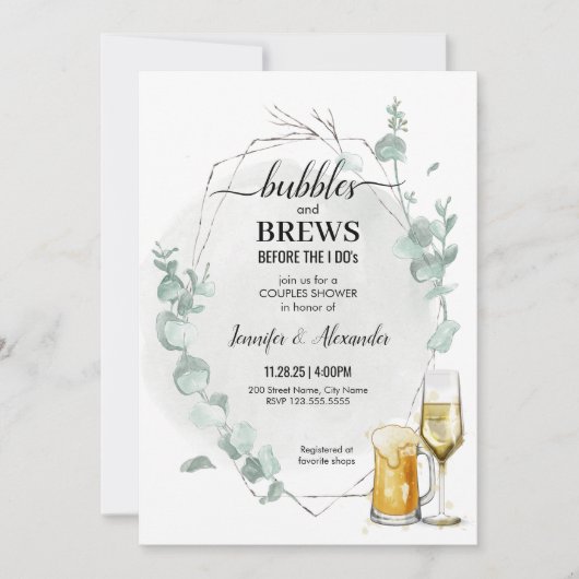 Eukalyptus Bubbles & Brause Einladung (Vorderseite)