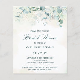Eukalyptus Budget Bridal Dusche Einladung