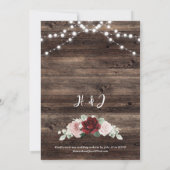 Eukalyptus & Burgund Rustikale Hochzeit Einladung (Rückseite)