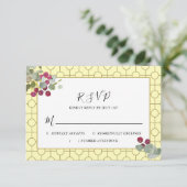 Eukalyptus Burgundy Berry Greenerity Wedding RSVP Karte (Stehend Vorderseite)