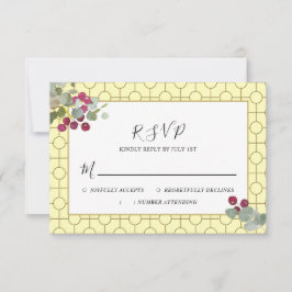 Eukalyptus Burgundy Berry Greenerity Wedding RSVP Karte