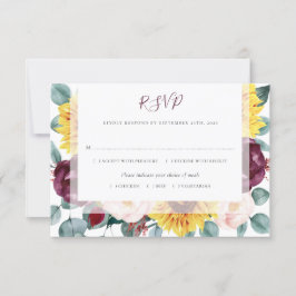 Eukalyptus Burgundy Blush Bloral Wedding RSVP Karte