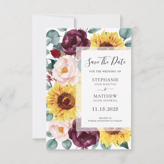 Eukalyptus Burgundy Blush Foto Hochzeit Save The Date (Vorderseite)