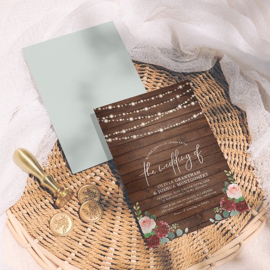 Eukalyptus & Burgundy-Hochzeit Einladung