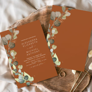 Eukalyptus Burnt Orange Wedding Einladungen Flyer