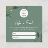 Eukalyptus Business Refer A Friend Referenzialkart Quadratische Visitenkarte (Vorderseite)