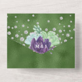 Eukalyptus cactus emerald lila Shimmer All In One Einladung (Rückseite)