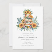 Eukalyptus Cake QR Code Hochzeit von Sonnenblumen Einladung (Vorderseite)