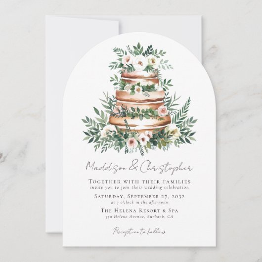 Eukalyptus Cake Wedding Einladung (Vorderseite)