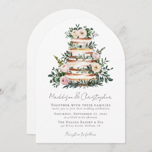 Eukalyptus Cake Wedding Einladung (Vorne/Hinten)