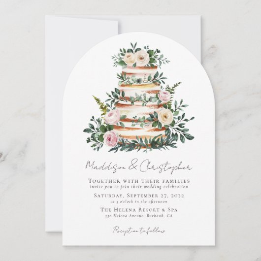 Eukalyptus Cake Wedding Einladung (Vorderseite)