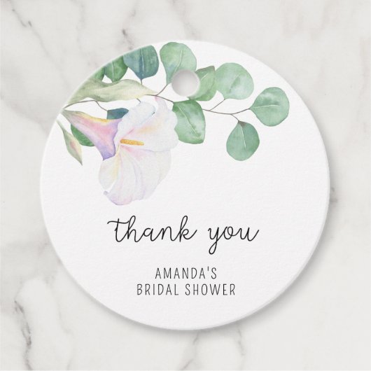 Eukalyptus - calla - Brautparty vielen Dank Geschenkanhänger (Vorderseite)