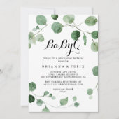 Eukalyptus Calligraphy BabyQ Baby Shower Barbecue Einladung (Vorderseite)