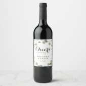 Eukalyptus Calligraphy Cheers Wedding Wine Labels Weinetikett (Vorderseite)