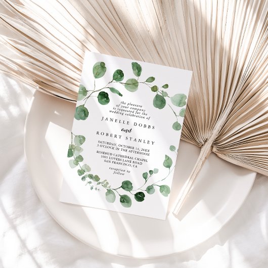Eukalyptus Calligraphy Diamond Wedding Einladung