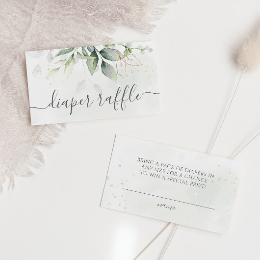 Eukalyptus Calligraphy Diaper Raffle Ticket Begleitkarte