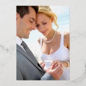 Eukalyptus Calligraphy Foto Wedding Silver Folieneinladung (Rückseite)