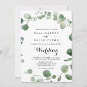 Eukalyptus Calligraphy Front & Back Wedding Einladung (Vorderseite)