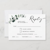 Eukalyptus Calligraphy Meal Choice Wedding RSVP Karte (Vorderseite)