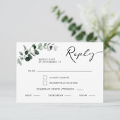 Eukalyptus Calligraphy Meal Choice Wedding RSVP Karte (Stehend Vorderseite)