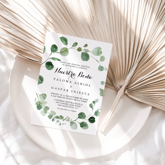 Eukalyptus Calligraphy Nuestra Boda Wedding Einladung