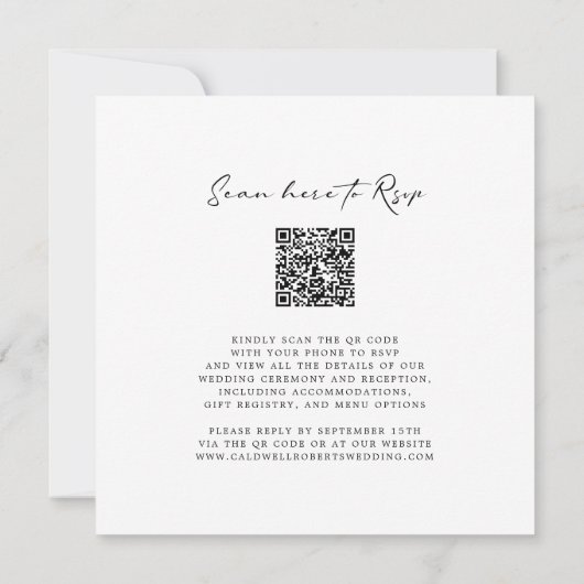 Eukalyptus Calligraphy QR Code Square Wedding Einladung (Rückseite)