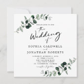 Eukalyptus Calligraphy QR Code Square Wedding Einladung (Vorderseite)