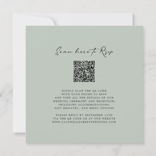 Eukalyptus Calligraphy QR Code Square Wedding Einladung (Rückseite)