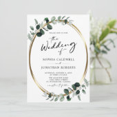 Eukalyptus Calligraphy QR Code UAWG Wedding Einladung (Stehend Vorderseite)