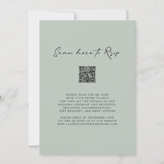 Eukalyptus Calligraphy QR Code UAWG Wedding Einladung (Rückseite)
