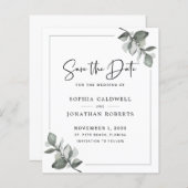 Eukalyptus Calligraphy Save the Date (Vorne/Hinten)