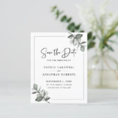 Eukalyptus Calligraphy Save the Date (Stehend Vorderseite)