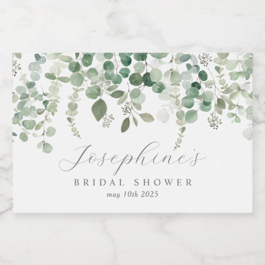 Eukalyptus Calligraphy Script Mini Flaschen Labels Schaumweinetikett (Einzelnes Label)