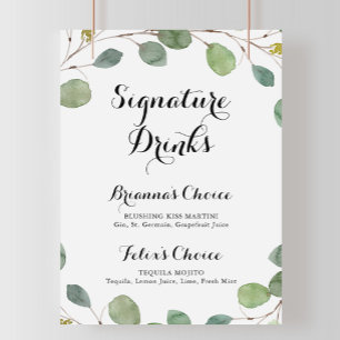Eukalyptus Calligraphy Signature Drinks unterzeich Poster