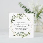 Eukalyptus Calligraphy Square Wedding Einladung (Stehend Vorderseite)