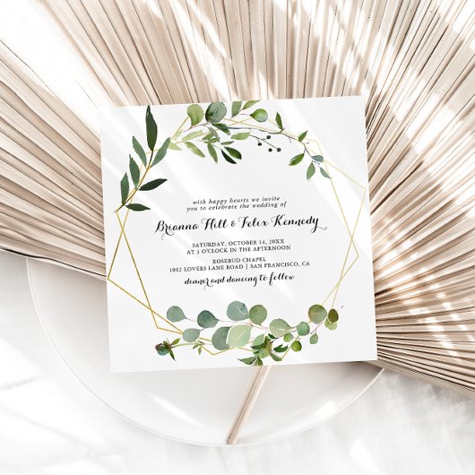 Eukalyptus Calligraphy Square Wedding Einladung