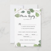Eukalyptus Calligraphy Wedding Menu UAWG RSVP Karte (Vorderseite)