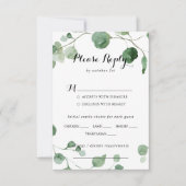 Eukalyptus Calligraphy Wedding Menu UAWG RSVP Karte (Vorderseite)