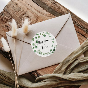 Eukalyptus Calligraphy Wedding Umschlag Aufklebers Runder Aufkleber