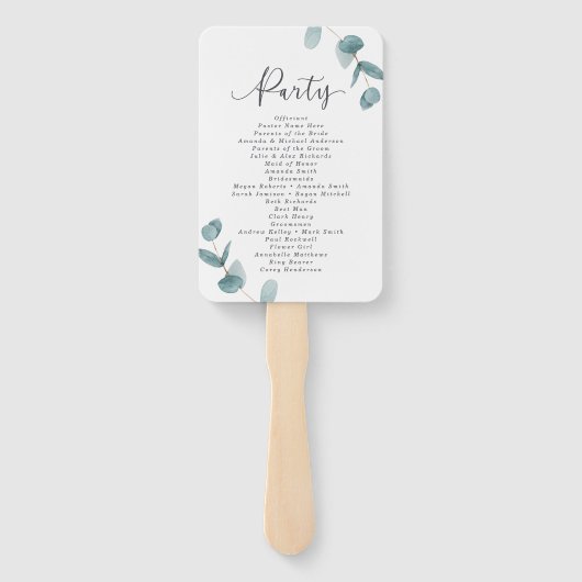 Eukalyptus & Calligraphy Wedemony Program Fächer (Rückseite)