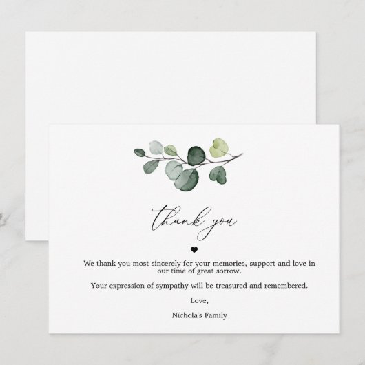 Eukalyptus Celebration Life Danke Karten (Vorne/Hinten)