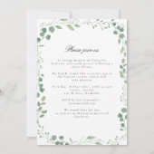 Eukalyptus Celebration of Life Funeral White Einladung (Rückseite)