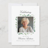 Eukalyptus Celebration of Life Funeral White Einladung (Vorderseite)