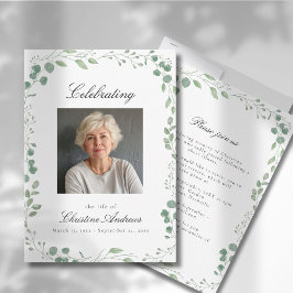 Eukalyptus Celebration of Life Funeral White Einladung
