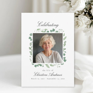 Eukalyptus Celebration of Life Funeral White Einladung